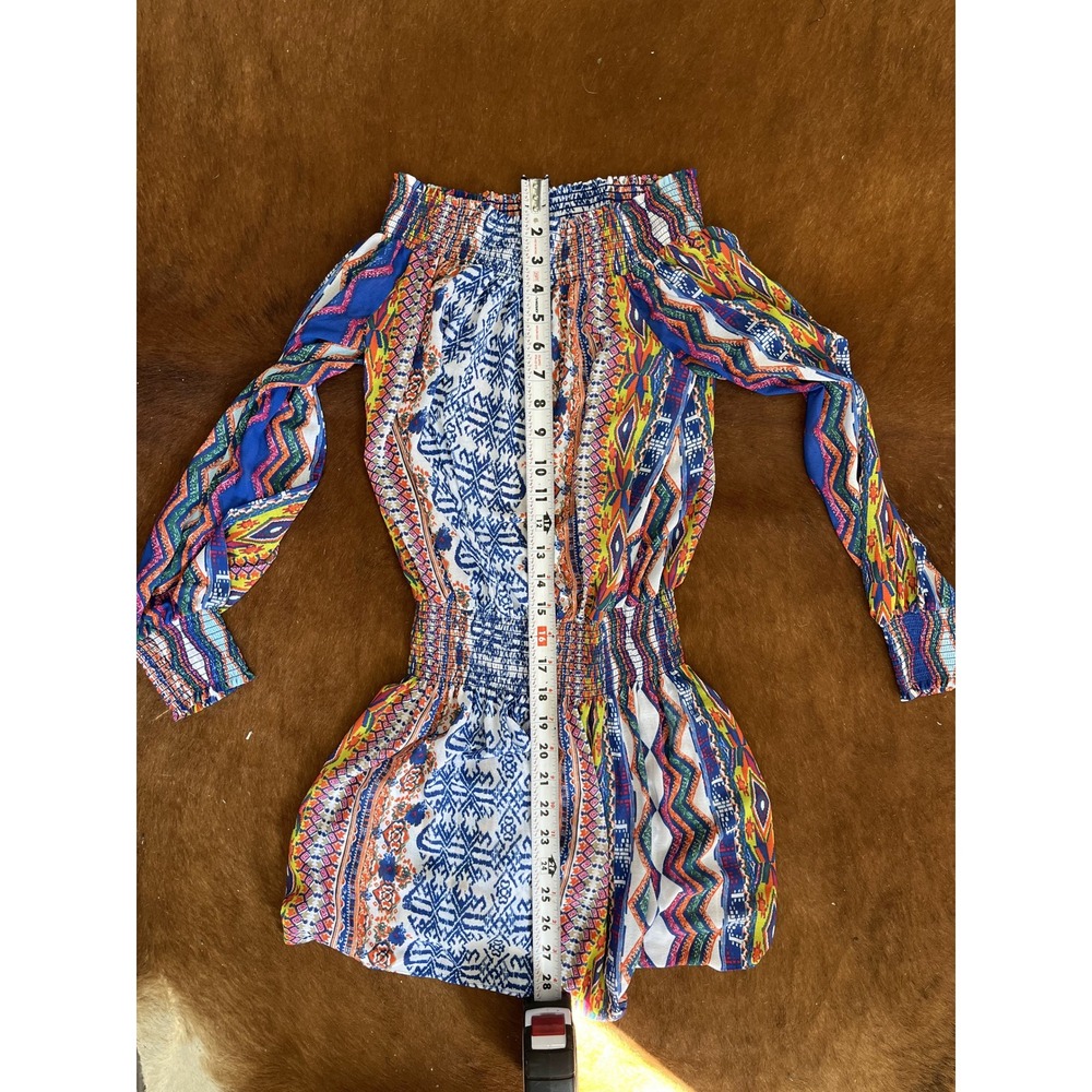 Ramy Brook Printed Off-Shoulder Smocked Waist Romper Dress XS - Picture 5 of 8
